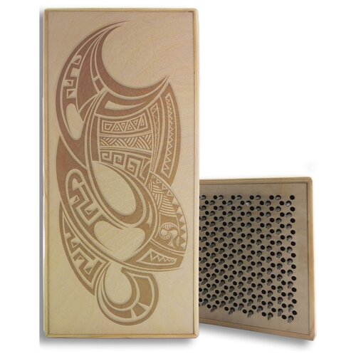 фото Доска садху черная орнамент - 2, размер 31x14, шаг гвоздей 10 мм чакра