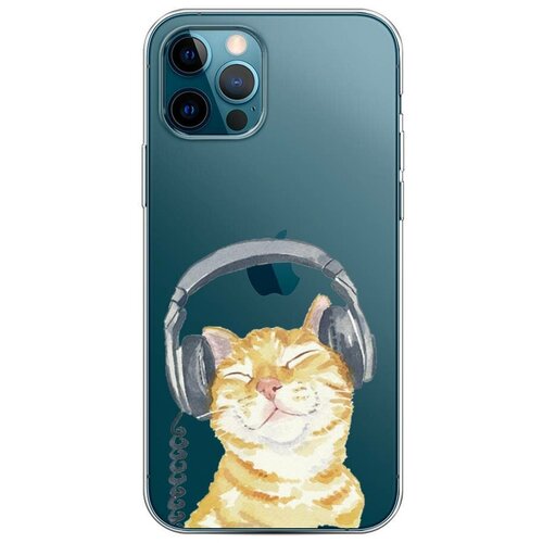 фото Силиконовый чехол "кот меломан" на apple iphone 12 pro / айфон 12 про case place