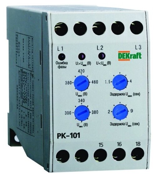 Реле контроля фаз Dekraft 380В тип01 серии РК-101 SchE 23300DEK