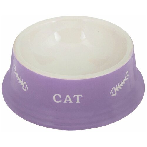 Миска для кошек Nobby "Cat", цвет: фиолетовый, светло-бежевый, 140 мл