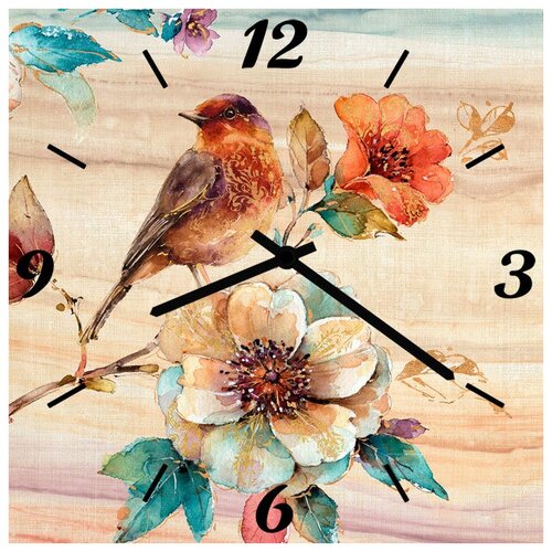 фото Svs настенные часы svs 4002841 птичка на цветке
