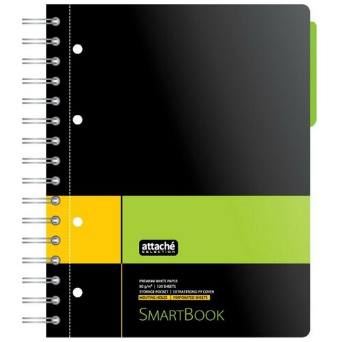 Бизнес-тетрадь SMARTBOOK А5 120л. линейка, спир, микроп, разд, карм, жел-зел