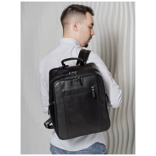 фото Кожаный мужской рюкзак carlo gattini cossira 3048-01 черный