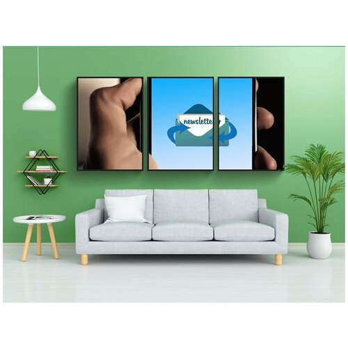 фото Набор модулных постеров для интерьера "информационный бюллетень, новости, смартфон" 60x90 см. в тубусе, без рамки lotsprints