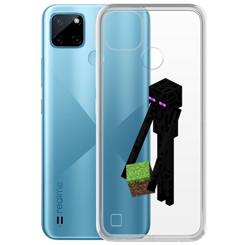 чехол накладка krutoff clear case эндермен для realme c15 Чехол-накладка Krutoff Clear Case Minecraft-Эндермен для Realme C21Y