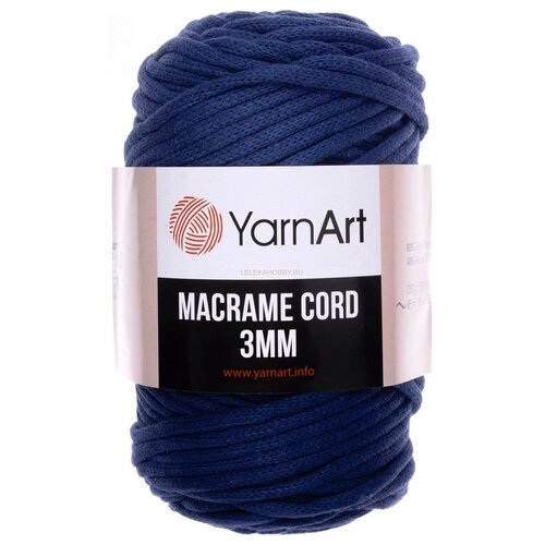 фото Пряжа для вязания yarnart 'macrame cord 3мм' 250гр 85м (60% хлопок, 40% вискоза и полиэстер) (784 индиго), 4 мотка