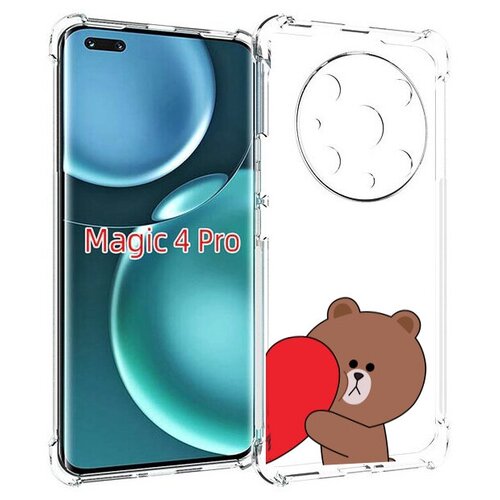 Чехол MyPads медвежонок детский для Honor Magic4 Pro / Magic4 Ultimate задняя-панель-накладка-бампер