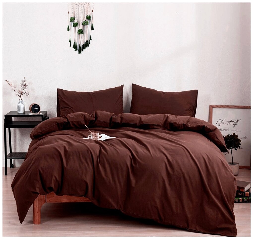 Комплект постельного белья Grazia-Textile 1,5 спальный коричневый, Сатин, наволочки 70x70 2 шт. - фотография № 1