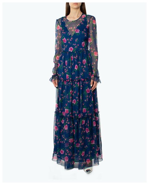 Платье PHILOSOPHY Di Lorenzo Serafini, вечернее, полуприлегающее, макси, размер 42, синий, розовый