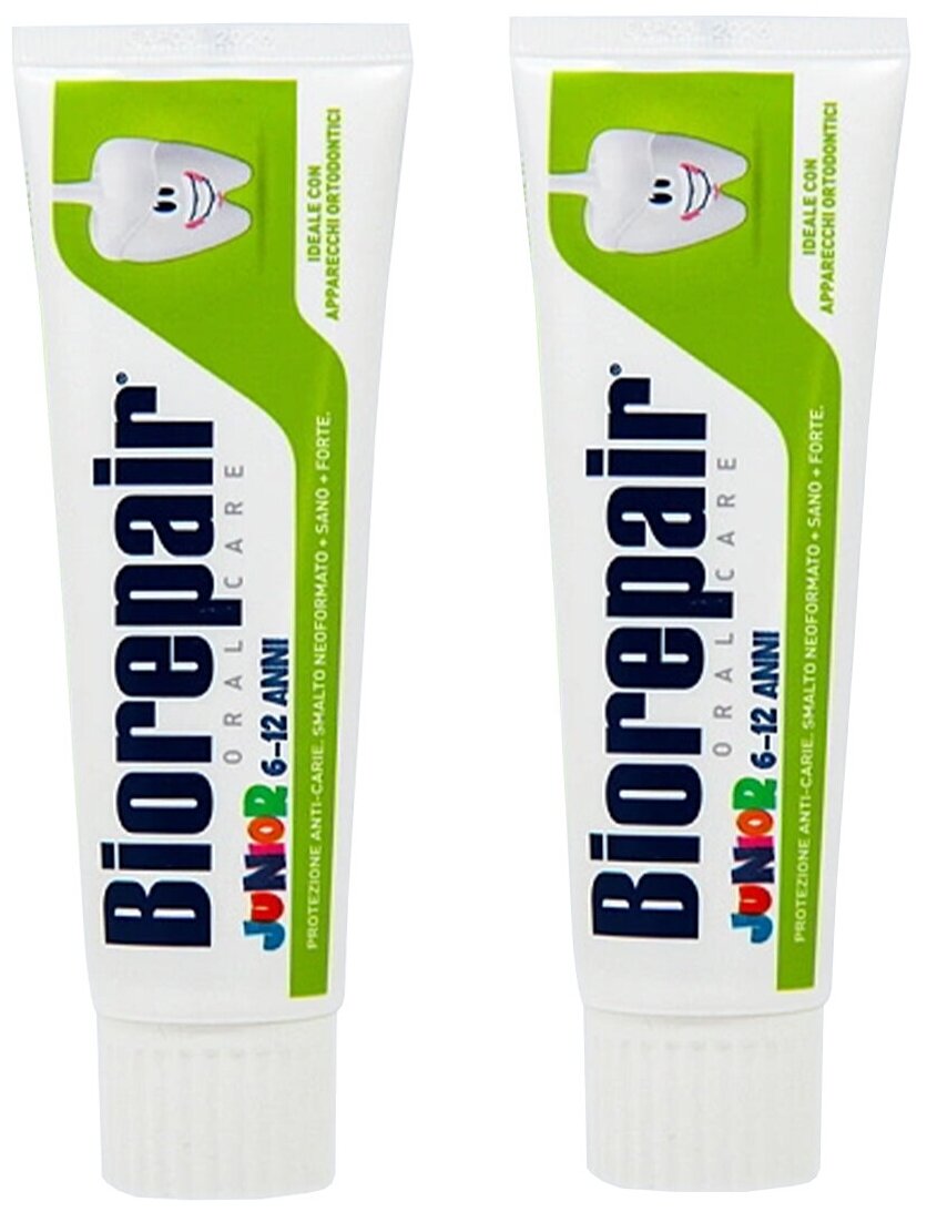 Детская зубная паста Biorepair Junior Мята (2 штуки ЯМ)