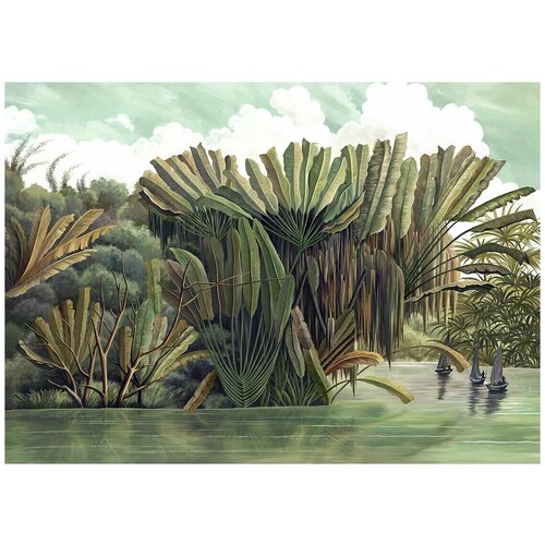 Джунгли цвет - Виниловые фотообои, (211х150 см) джунгли сепия виниловые фотообои 211х150 см