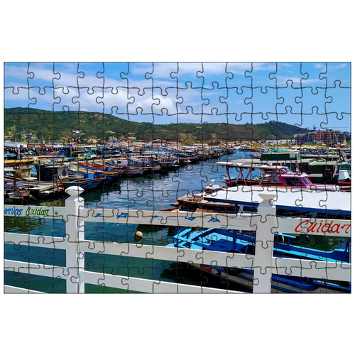 фото Магнитный пазл 27x18см."лодки, порту, природа" на холодильник lotsprints