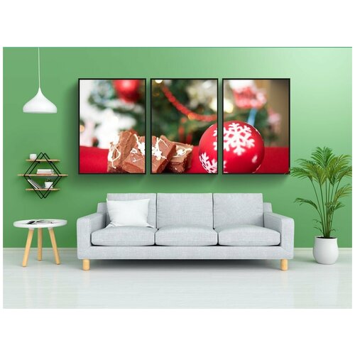 фото Набор модулных постеров для интерьера "рождественские украшения, шоколад, орнамент" 60x90 см. в тубусе, без рамки lotsprints