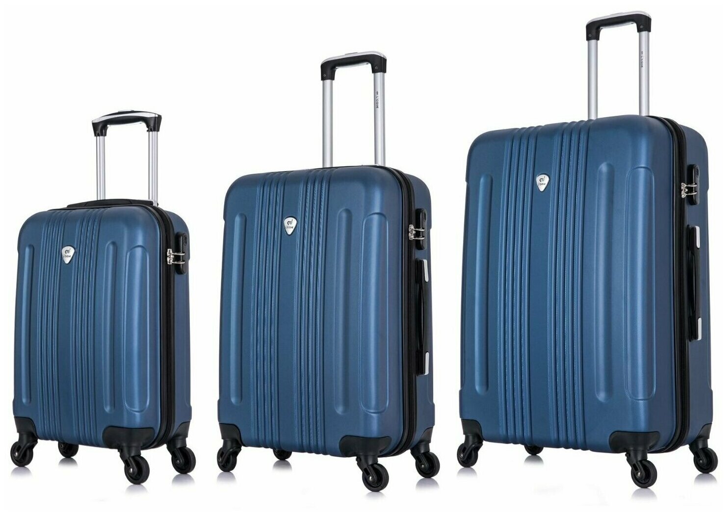 L'case комплект ударопрочных легких чемоданов Bangkok BCP-12B 2023 темно-синий 3 шт.