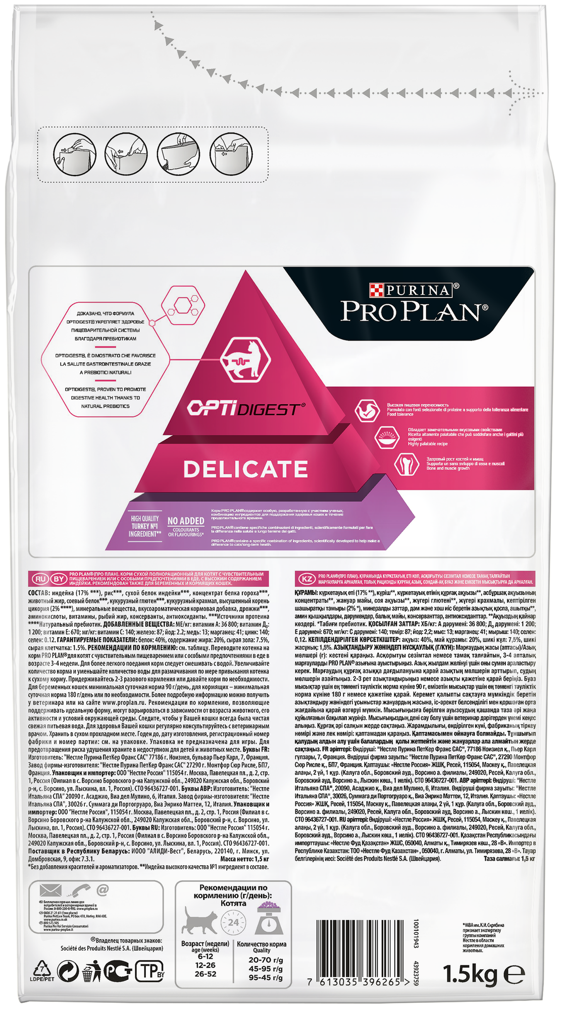 Сухой корм для котят Pro Plan Optidigest Delicate с индейкой 10кг Purina Pro Plan - фото №16