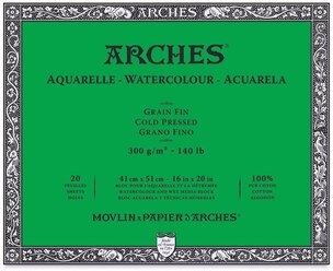 Альбом-склейка для акварели Arches Fin 41x51см 20 л 300 г Натуральный белый