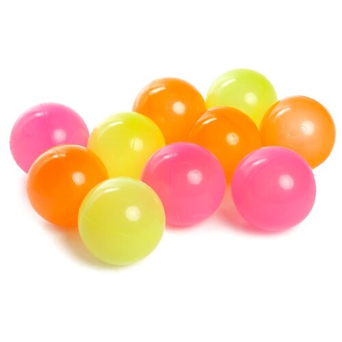 фото Соломон шарики для сухого бассейна с рисунком «флуоресцентные», диаметр шара 7,5 см, набор 150 штук, цвета: оранжевый, розовый, лимонный
