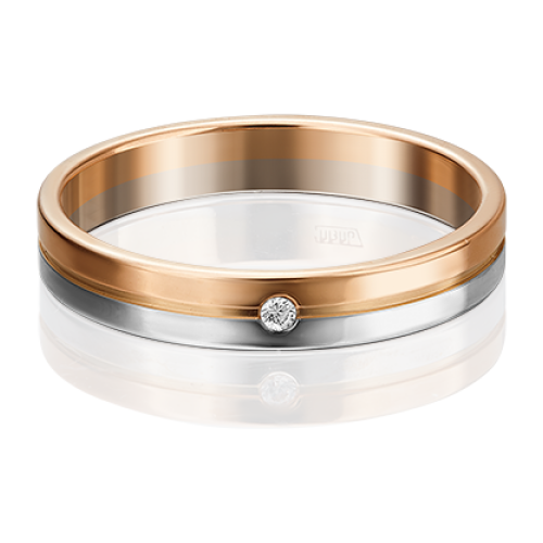 PLATINA jewelry Обручальное кольцо из комбинированного золота с фианитом 01-3505-00-401-1111-21, размер 15