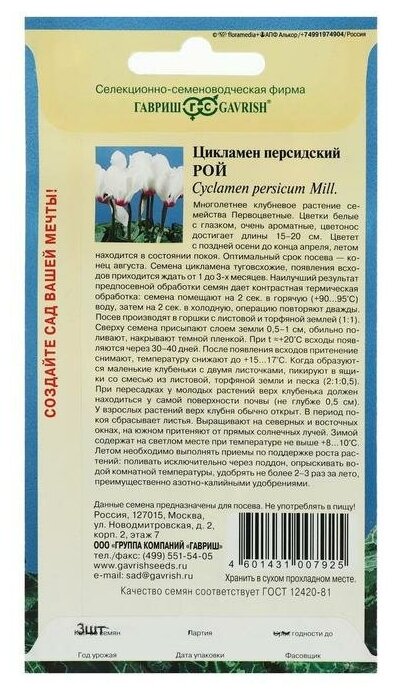 Семена цветов Цикламен "Рой", персидский, 3 шт. - фотография № 6