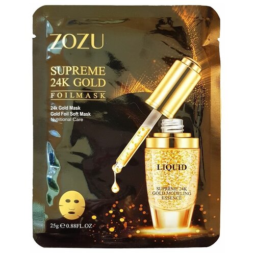 Тканевая маска для лица с золотом 24К Zozu 24K Gold Mask Gold Foil Soft Mask, 25 г