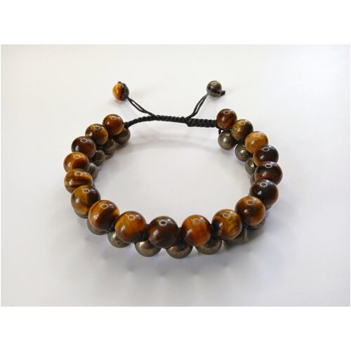 фото Браслет мужской тигровый глаз и пирит шамбала из натуральных камней с любовью камни