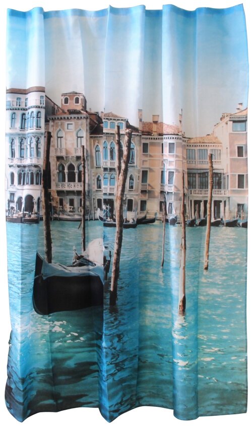 Штора для ванной Рыжий кот Венеция, 180х180 см180х180 см, голубой