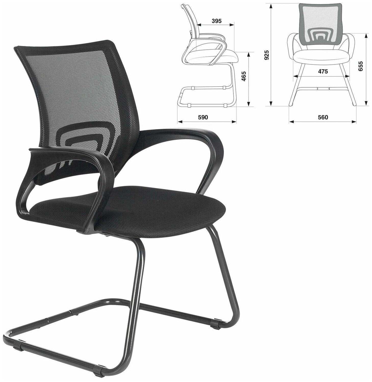 Кресло для приемных и переговорных BRABIX Fly CF-100 черное TW-01/TW-11 532087
