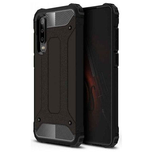 фото Противоударная накладка armor case для huawei p30 черный opt-mobile