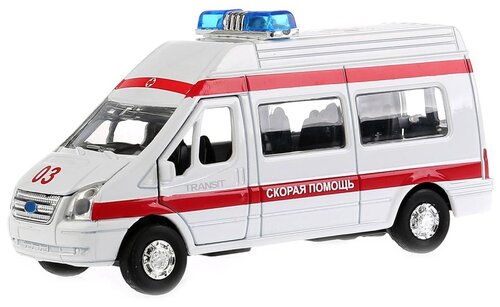 Микроавтобус ТЕХНОПАРК Ford Transit Скорая помощь (SB-13-02-1) 1:43, 13 см, белый