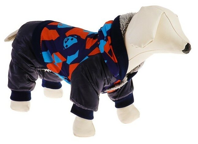 Комбинезон для собак на меховом подкладе с капюшоном, размер S - фотография № 1