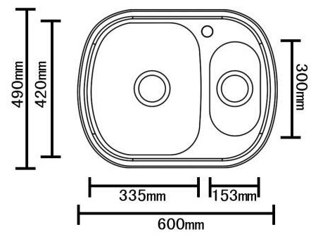 мойка кухонная врезная из нержавеющей стали SINKLIGHT N 6049 L 0.8/180 1.5P глянец - фотография № 2