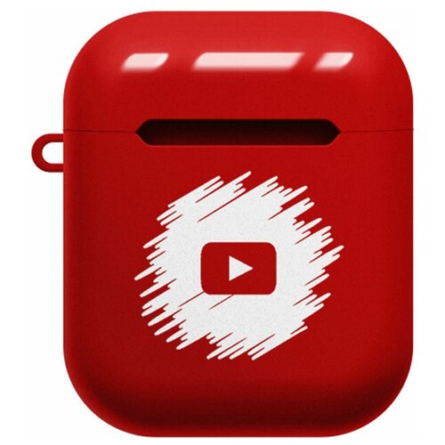фото Чехол для airpods excase "youtube" глянцевый, красный