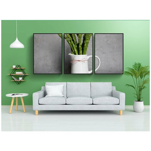 фото Набор модулных постеров для интерьера "спаржа, овощи, зеленый" 60x90 см. в тубусе, без рамки lotsprints