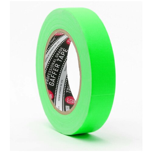 Флуоресцентный матовый гаффер тейп DGTAPE TrueGAFF 25мм/25м, Зеленый. Клейкая gaffer-лента на тканевой основе