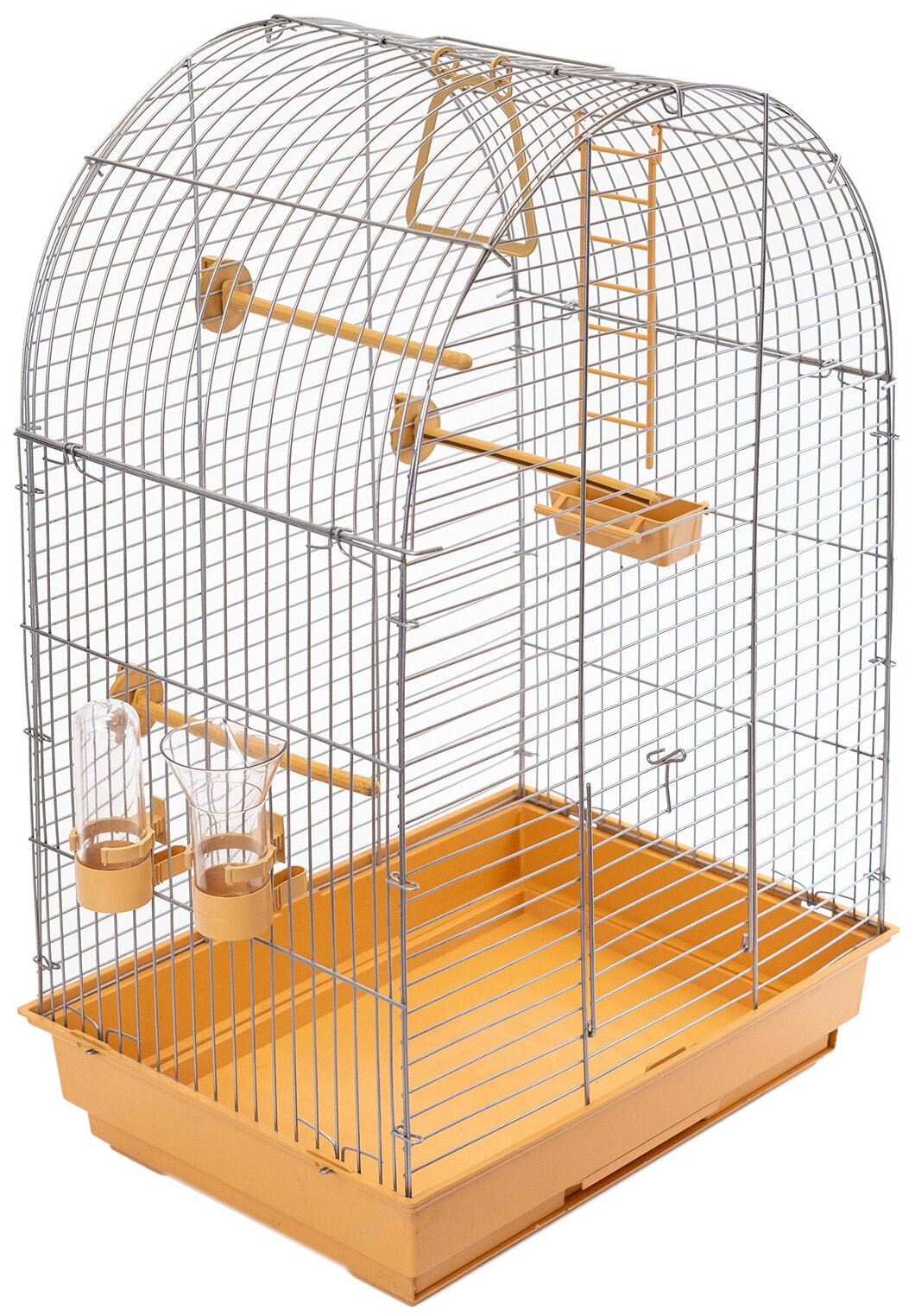 Клетка для птиц, для попугаев PetTails, разборная, шаг прута 12мм,42*30*65 (поилка,кормушка,жердочки) бежевый - фотография № 3
