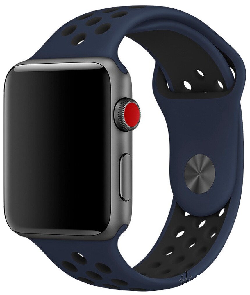 Cиликоновый ремешок спортивный для Apple Watch Series 1-8 и Ultra - 42/44/45/49 мм (эпл вотч), темно-синий