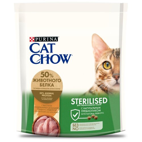 Сухой корм для стерилизованных кошек и кастрированных котов CAT CHOW с высоким содержанием домашней птицы и с индейкой 400 г