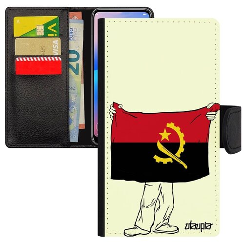 фото Противоударный чехол книжка на мобильный // apple iphone x // "флаг анголы с руками" патриот страна, utaupia, белый