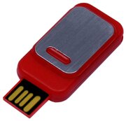 Пластиковая прямоугольная выдвижная флешка с металлической пластиной (4 Гб / GB USB 2.0 Красный/Red 045)