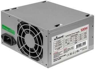 Блок питания Winard 500W (500WA) ATX, 8cm fan, 20+4pin CPU (4), 3*SATA, 3*IDE, Industrial packing