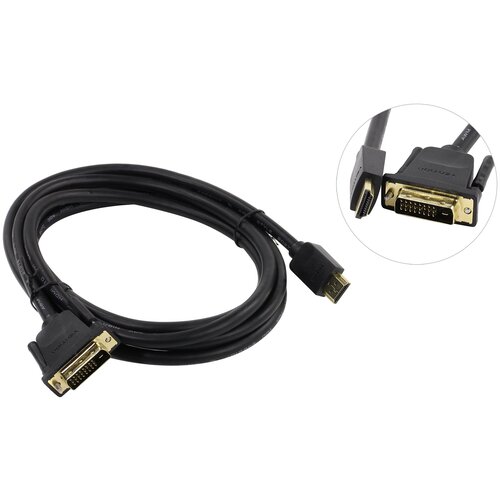 Кабель Vention HDMI(19M)-DVI-D(25M) (ABFBH), 5 м, черный