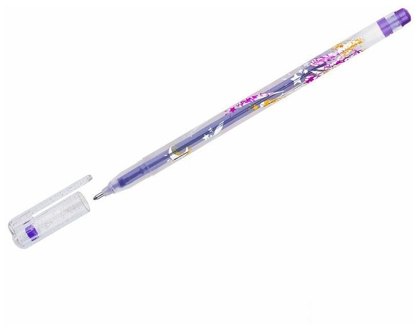 Ручка гелевая Crown Glitter Metal Jell (0.8мм, фиолетовый с блестками) 1шт. (MTJ-500GLS(D))