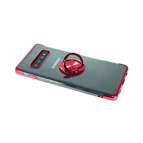 фото Чехол- накладка для samsung g975f s10 plus electroplated tpu кольцо красный nl