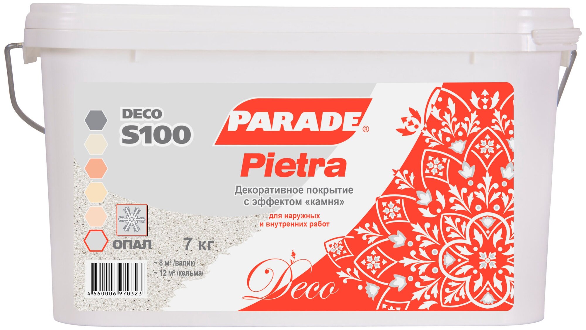 Декор. покрытие с эф. камня PARADE DECO Pietra S100 Опал 7кг