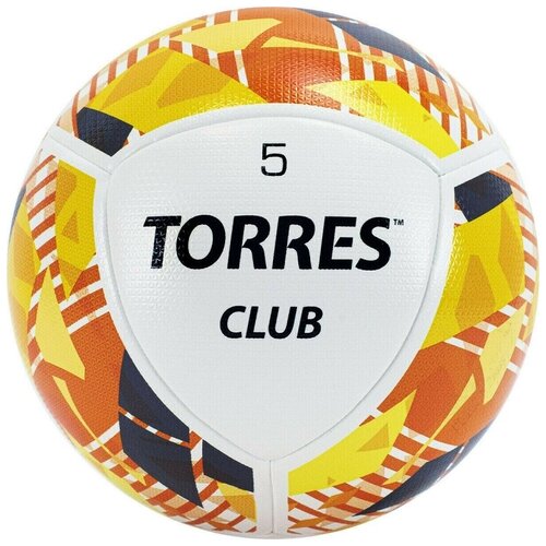 фото Мяч футбольный torres club арт.f320035, р.5, 10 панели. pu, гибрид. сшив, беж-оранж-сер