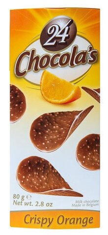 Бельгийские шоколадные чипсы с апельсином 24 CHOCOLA'S ORANGE 80 г, от Hamlet, из Финляндии - фотография № 1