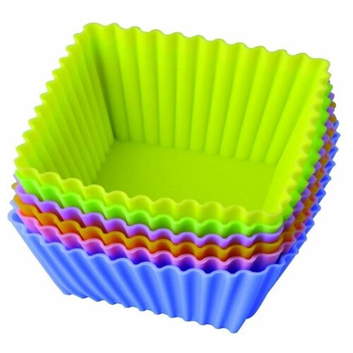 фото Набор форм для выпечки силиконовых "тарталетки" квадратные, 7x3,5 см (6 штук) regent inox