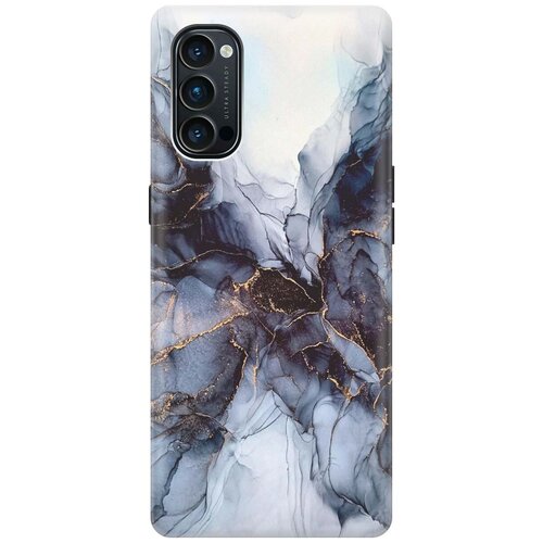 фото Ультратонкий силиконовый чехол-накладка для oppo reno4 с принтом "черно-белый мрамор" gosso