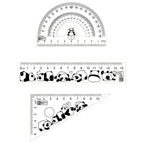 Набор линеек Панды транспортир из нержавеющей стали с круглой головкой с поворотным углом линейка с металлическим рычагом регулируемый многофункциональны