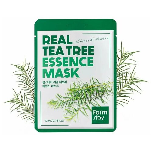 фото Набор тканевых масок с маслом чайного дерева farm stay real tea tree essence mask 10 шт. (1шт23мл farmstay